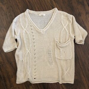 Cozy Casual Beige Open Knit Top